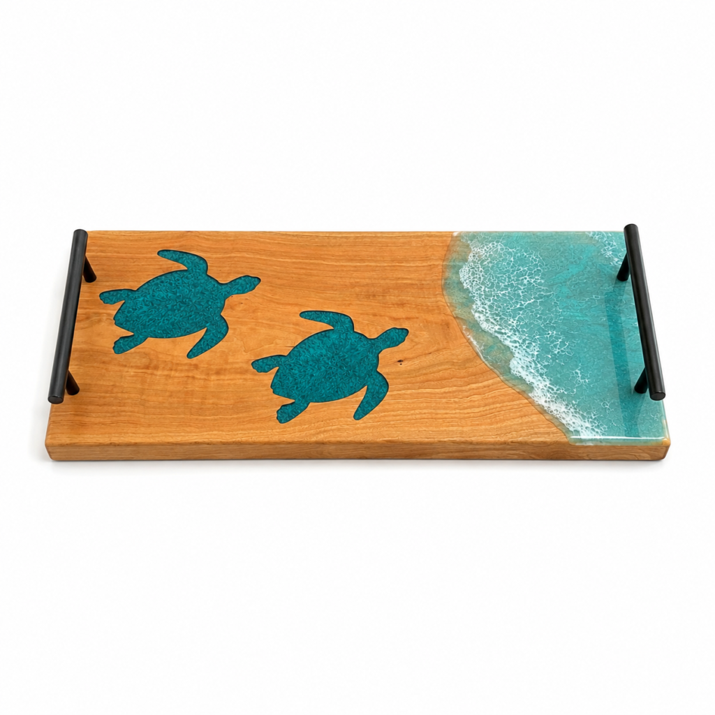 Beach Sea Turtle Charcuterie & Cutting Board (24”×10”×2.5”)