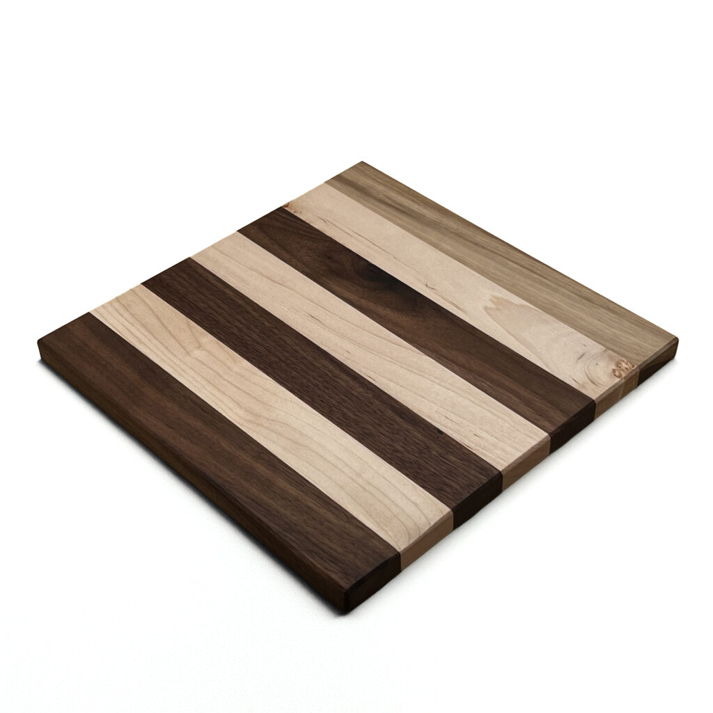 Walnut Maple Striped Cutting Board (16"×16"×1¾")